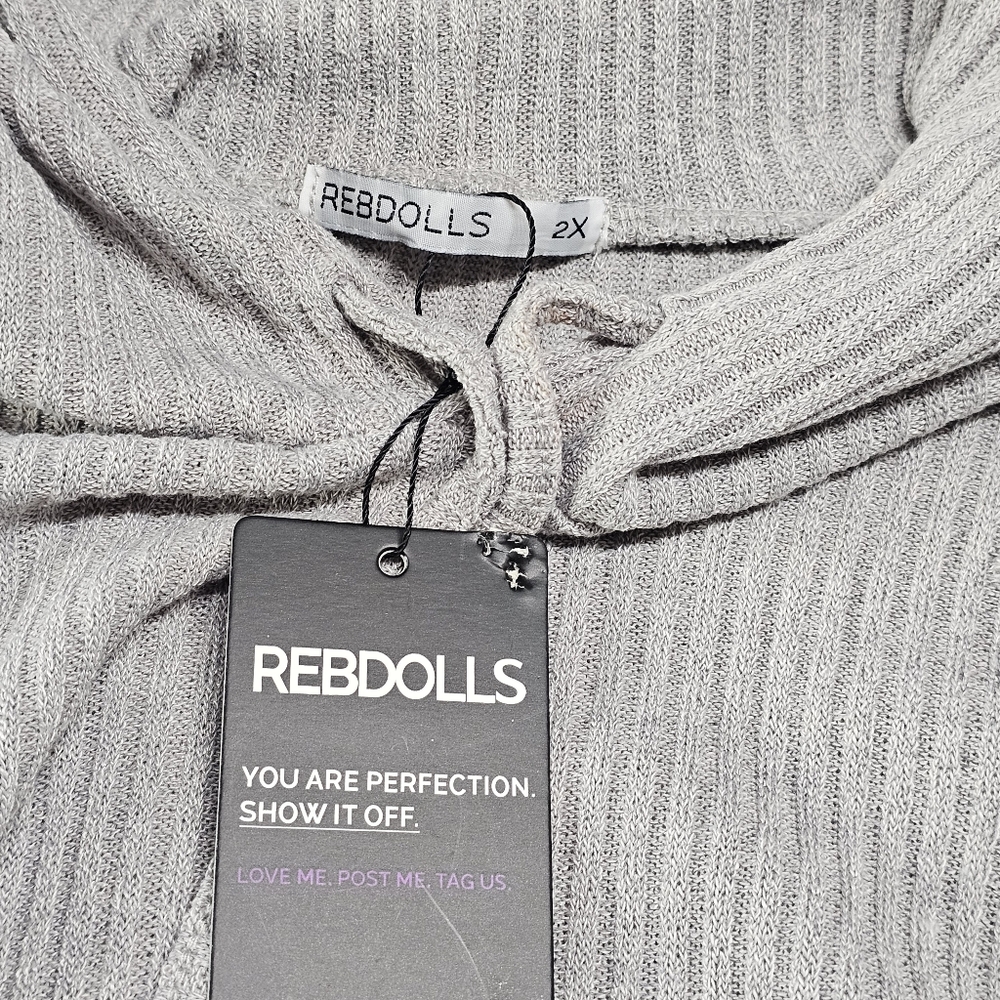 NWT 2X Rebdolls "Perfect Match" Gray Ribbed Lounge Set - Picture 2 of 4